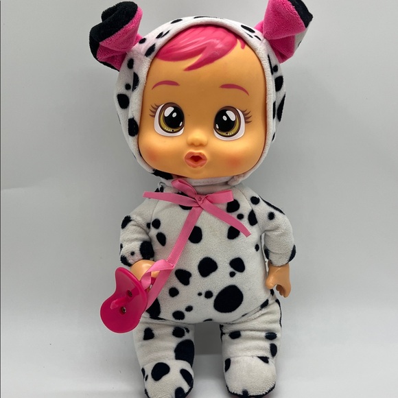 Adorable Cry Baby Cutie Cow Print with Pink Accents - Picture 1 of 7